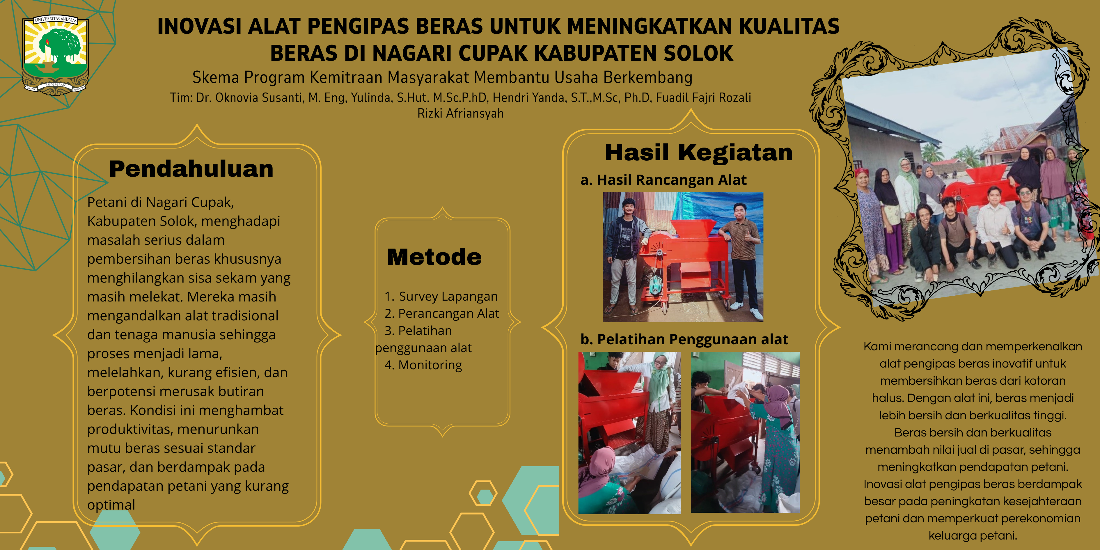 Inovasi Alat Pengipas Beras Untuk Meningkatkan Kualitas Beras Di Nagari Cupak Kabupaten Solok